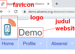 Posisi favicon, logo, dan judul website